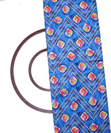 Blue Colour Bandhani Print Silk Jacquard Fabric